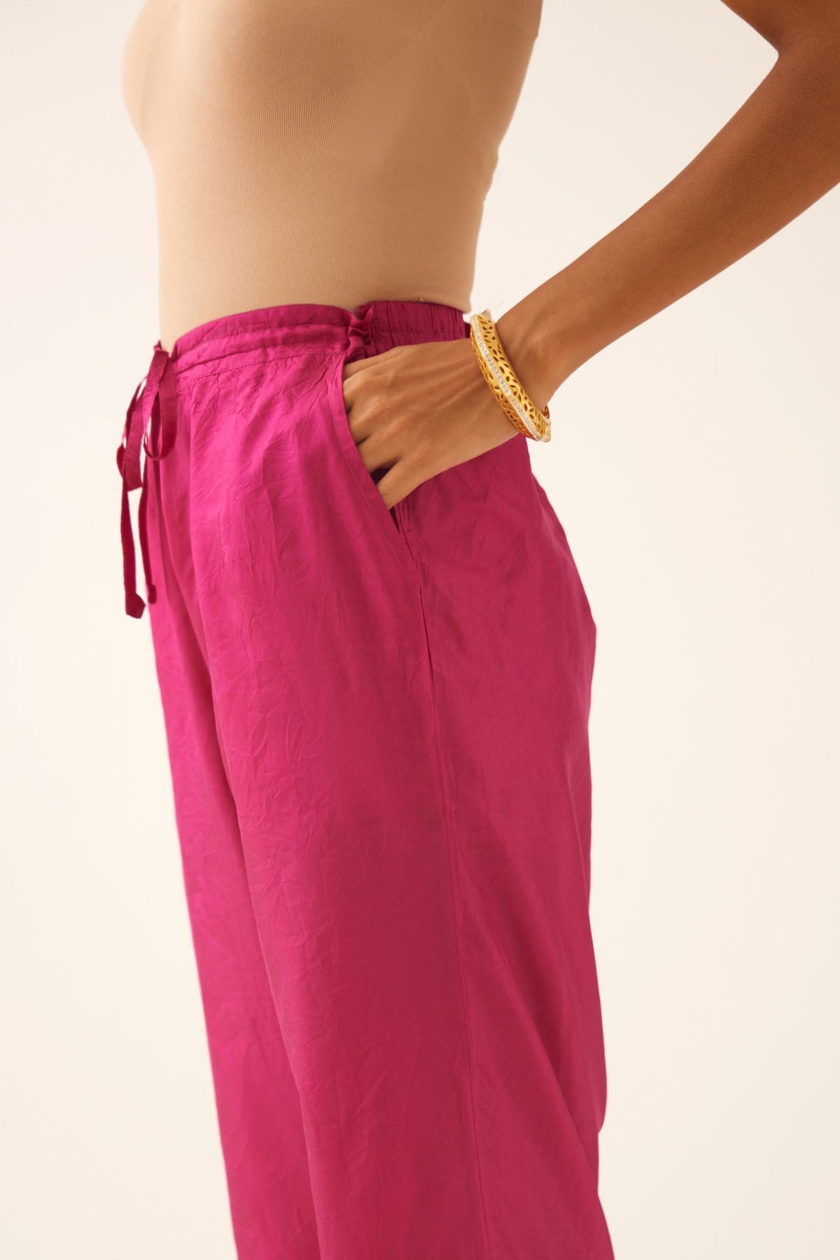 Jaz berry silk straight pants with dori and silk thread embroidery.