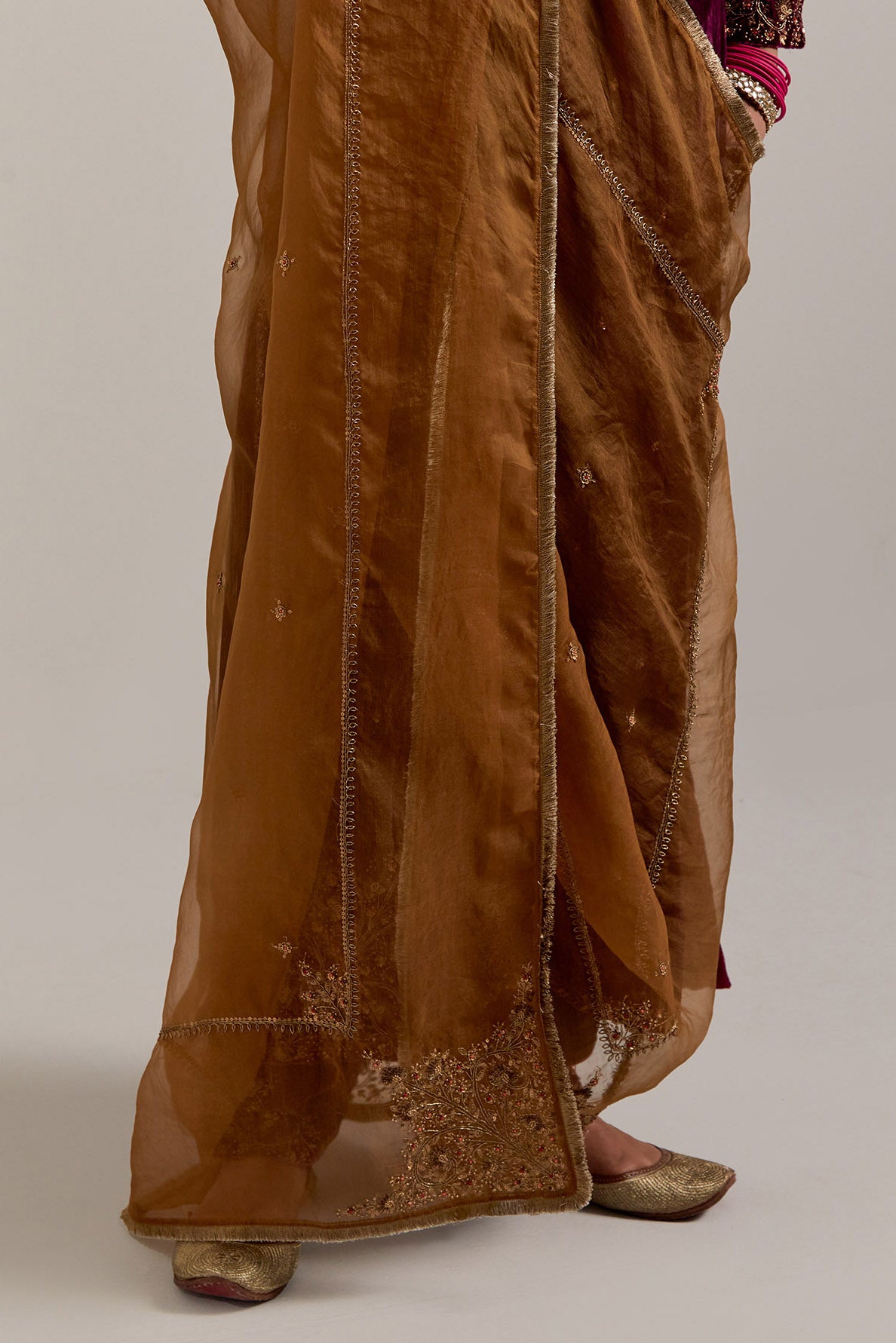Plum straight Silk Velvet kurta set with all-over hand-embroidered bead, sequins, zardozi and zari work.