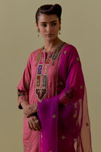 Purple Silk Organza Dupatta with Gold bead and sequins Handwork