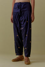 Indigo Silk Salwar with Gold seuins and bead Handwork