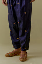 Indigo Silk Salwar with Gold seuins and bead Handwork
