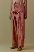 Peach Silk Farshi Salwar with Floral Handwork