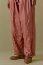 Peach Silk Farshi Salwar with Floral Handwork