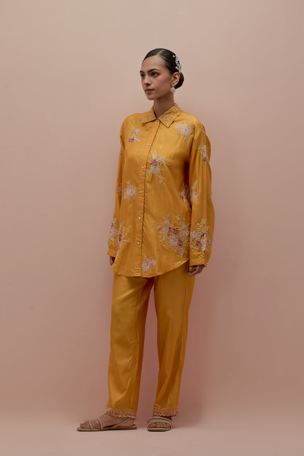 Amber embroidered shirt with full sleeves.