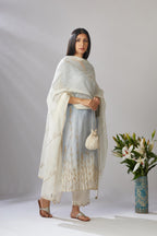 Ombre dyed straight kurta set with gota embroidered bottom hem