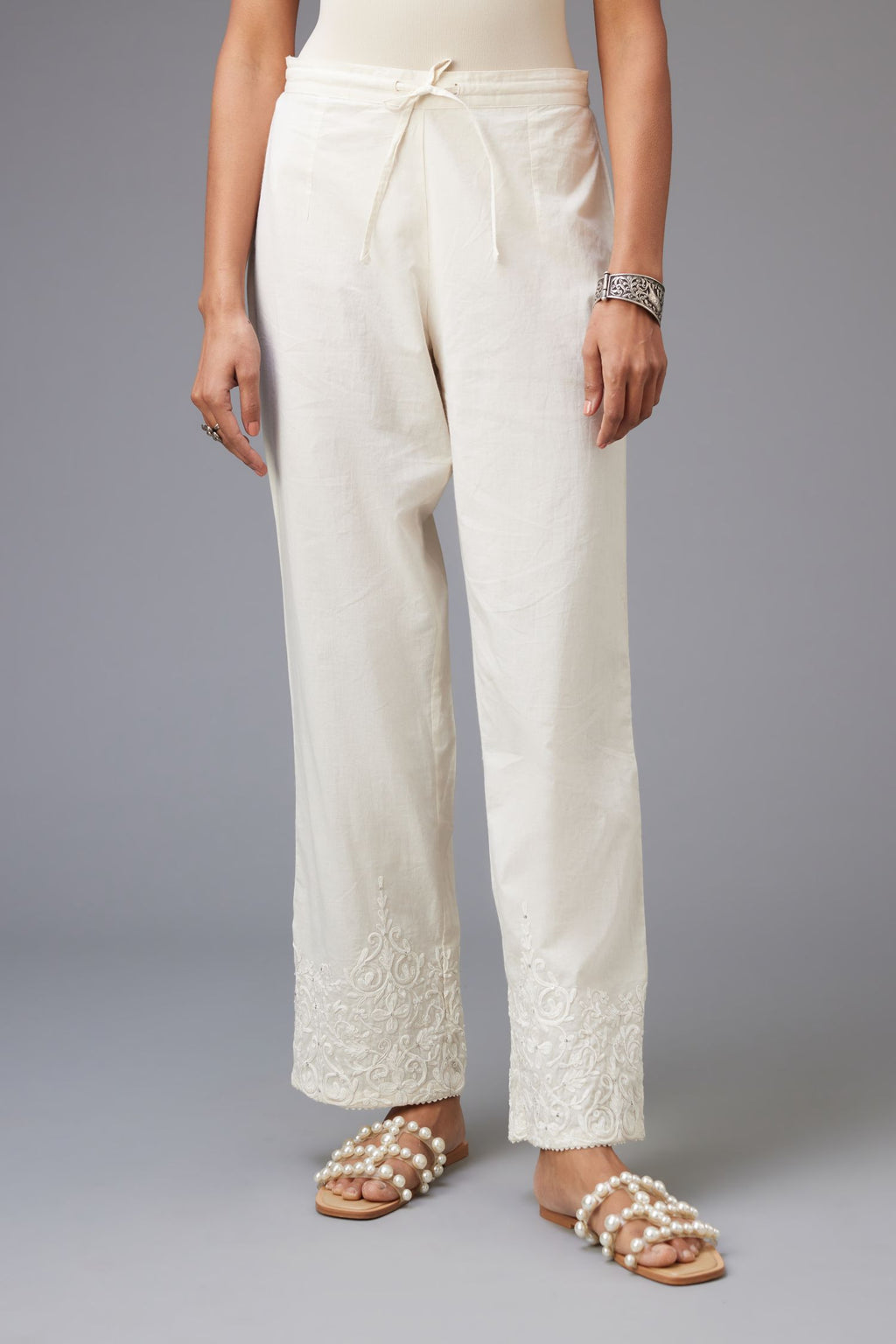 Buy Tara Lifestyle Plain Casual Wear Off White Palazzo Pant for Womens at  Amazonin