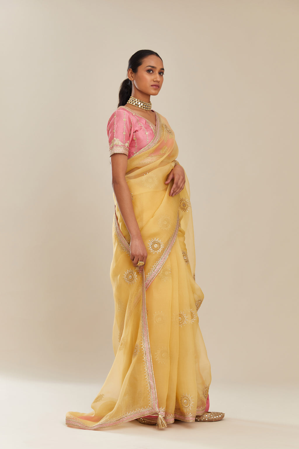 Buy Tikhi Imli White & Pink Organza Printed Saree - Sarees for Women  11510258 | Myntra