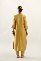 Silk chanderi straight kurta set with all-over gota and zari embroidery