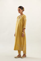 Silk chanderi straight kurta set with all-over gota and zari embroidery