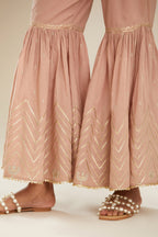 Old rose farshi with gold gota work and gota patti lace at hem. (Farshi)