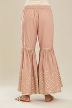 Old rose farshi with gold gota work and gota patti lace at hem. (Farshi)