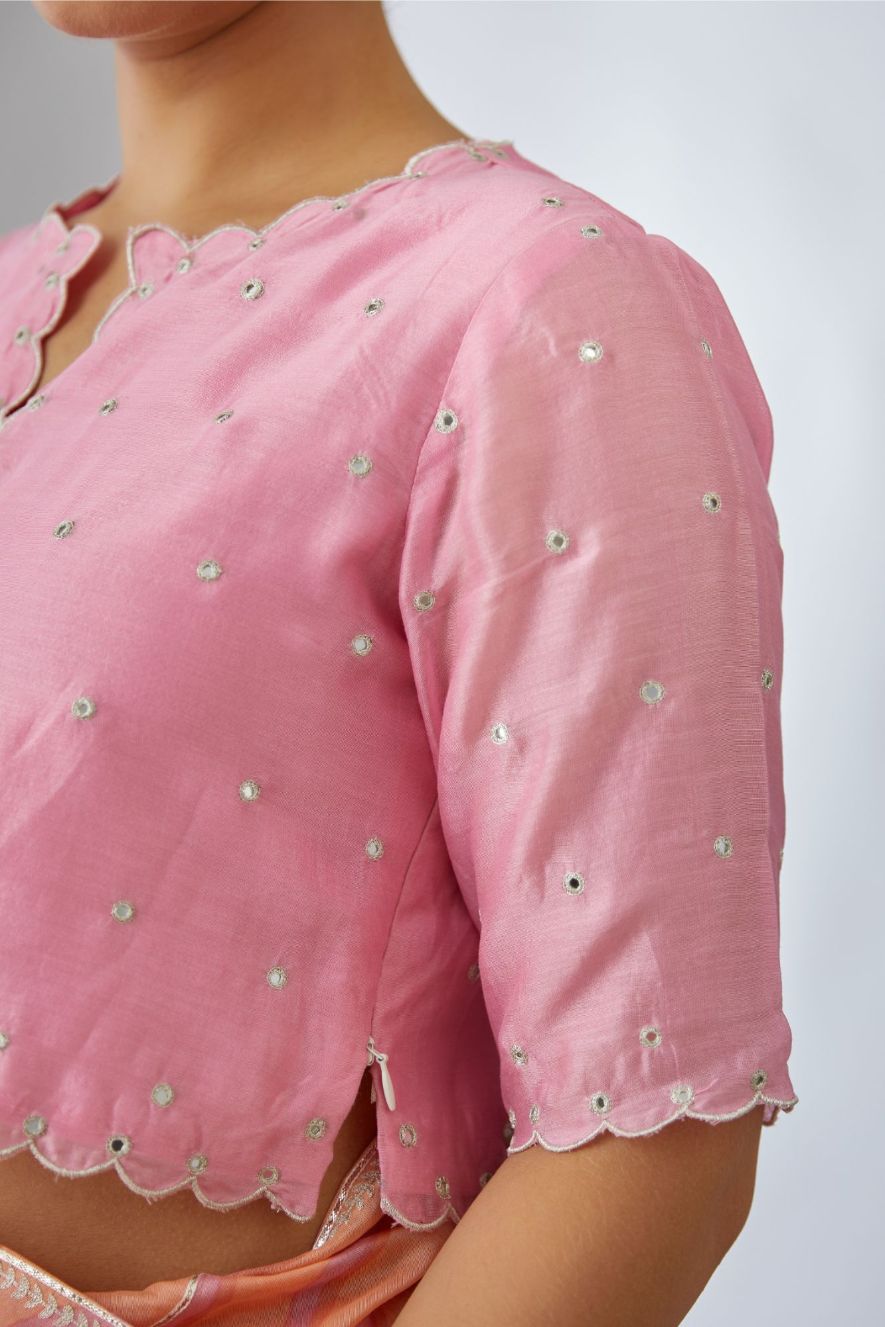 Pink silk chanderi blouse (Blouse)