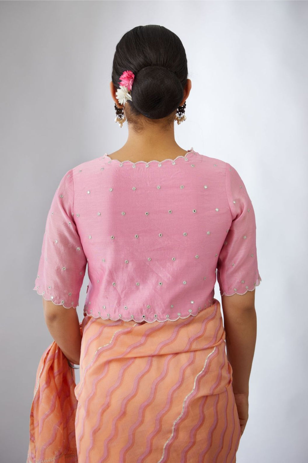 Pink silk chanderi blouse (Blouse)