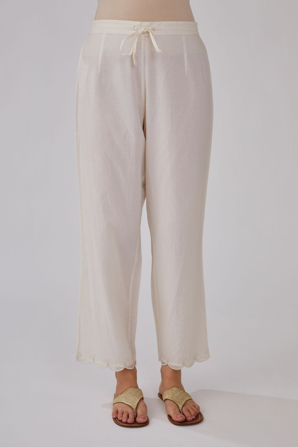 Peach hand embroidered pants