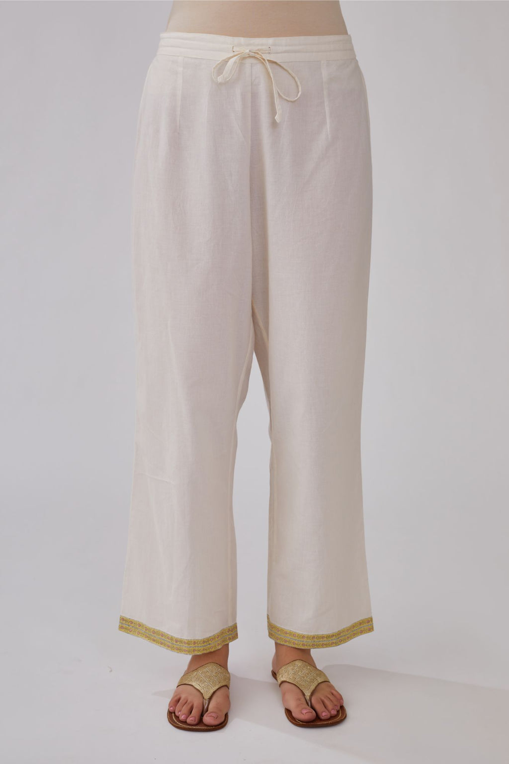Buy Rangita Women 100 Cotton Off White Solid Ankle Length Straight Pant  Online at Best Prices in India  JioMart