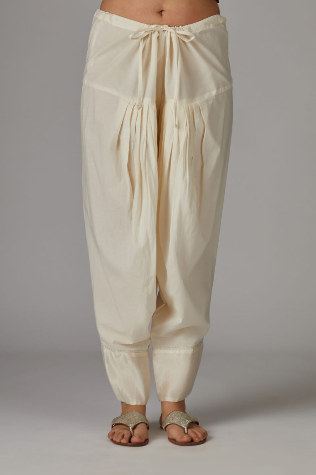 Cotton salwar with aari work at bottom