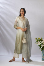 Cotton Chanderi dupatta with all-over gota and thread embroidery