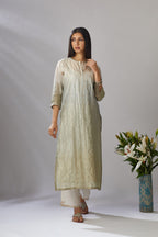 Straight kurta set with ombre dye and all-over gota work jaal