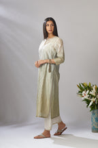 Straight kurta set with ombre dye and all-over gota work jaal