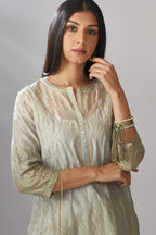 Straight kurta set with ombre dye and all-over gota work jaal