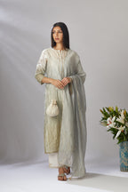 Straight kurta set with ombre dye and all-over gota work jaal