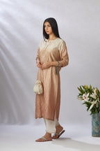Straight kurta set with ombre dye and all-over gota work jaal
