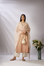 Straight kurta set with ombre dye and all-over gota work jaal