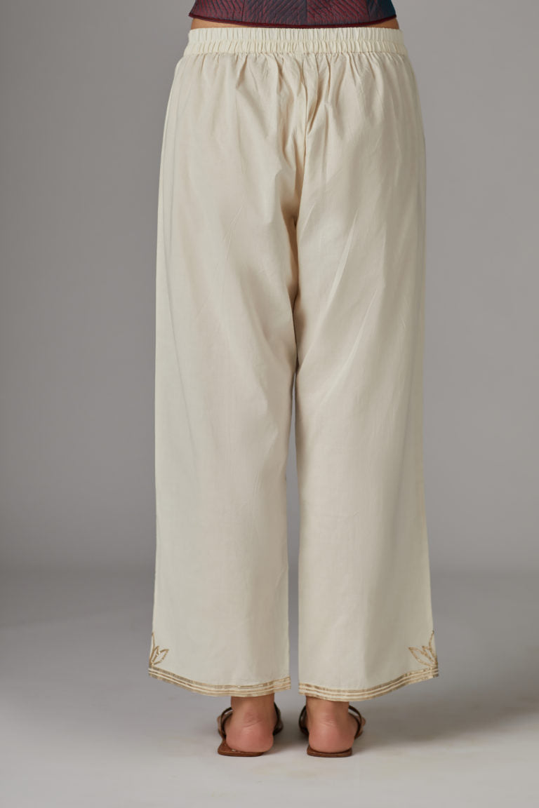 Straight pant with gota detailing at hem