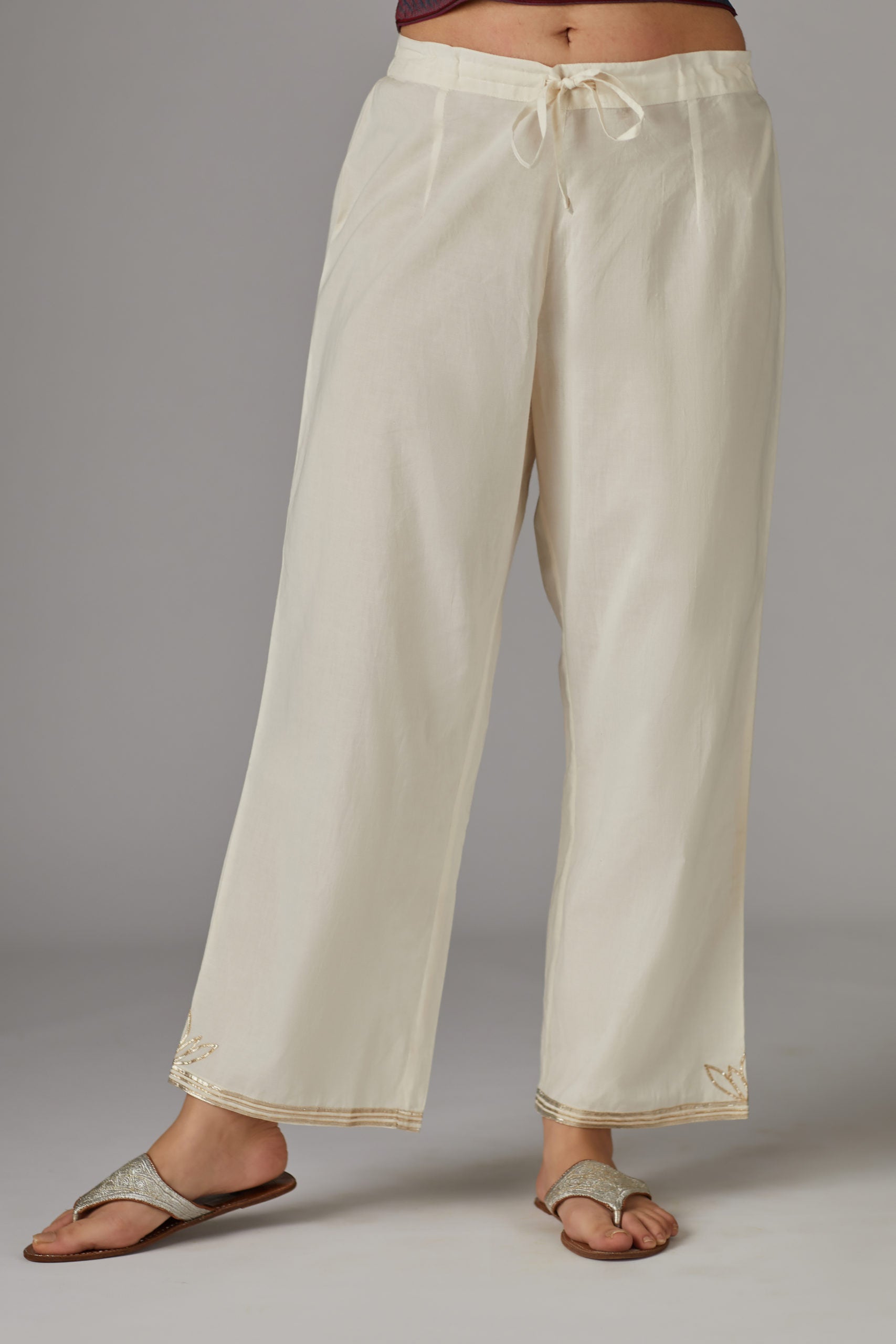 Straight pant with gota detailing at hem