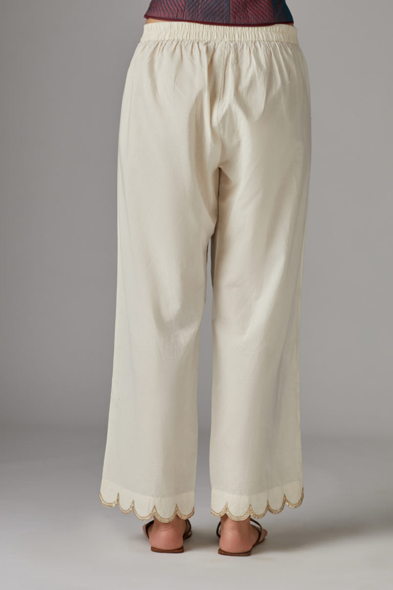 Straight pant with gota detailing at hem