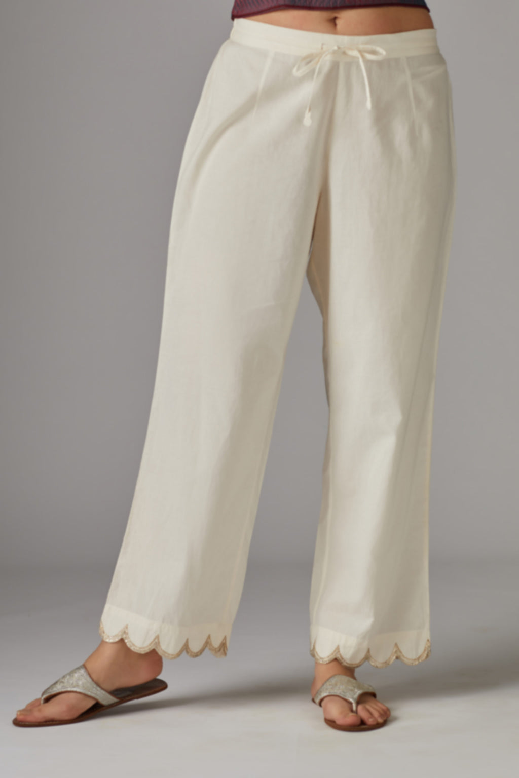 Straight pant with gota detailing at hem