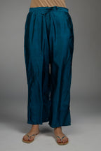 Hand crushed straight silk pant