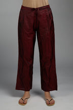 Hand crushed straight silk pant
