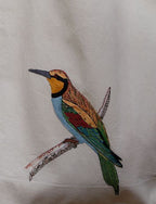 Embroidered 3D-Hummingbird ivory Canvas tote bag